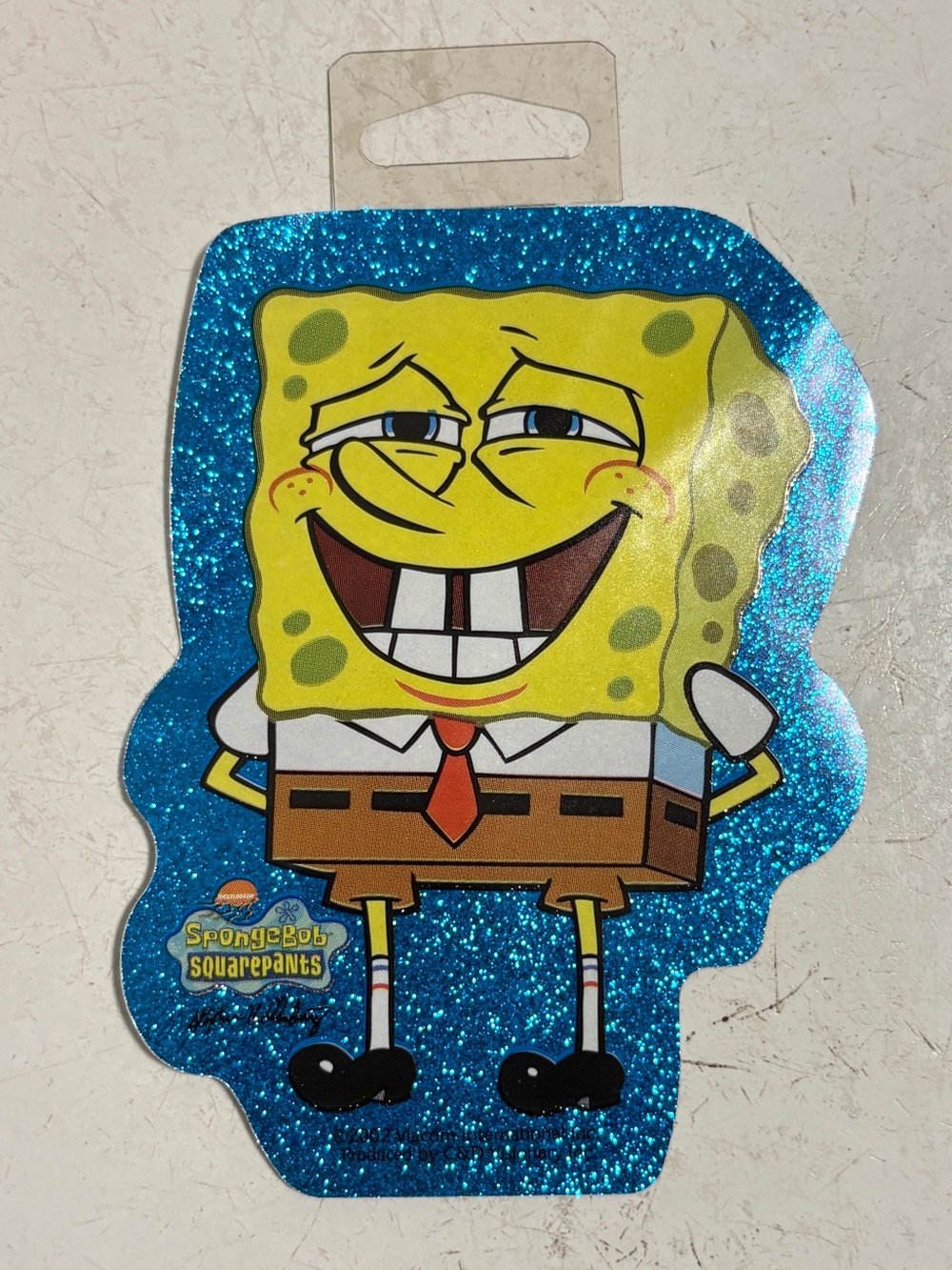 Vintage 2002 SpongeBob Squarepants Blue Sparkle Sticker NEW